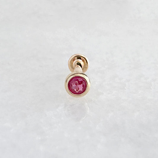 Pink Sapphire Flat Back Earring for Tragus, Helix or Conch | 14k Gold  Cartilage Piercing Jewelry from Two of Most