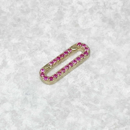 Pink Sapphire Charm Holder | Gold Necklace Connector Clip | Two of Most Fine Jewelry