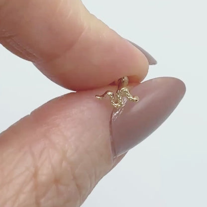 Video of Snake Stud Cartilage Earring, 14k Solid Gold Flat Back Piercing Stud