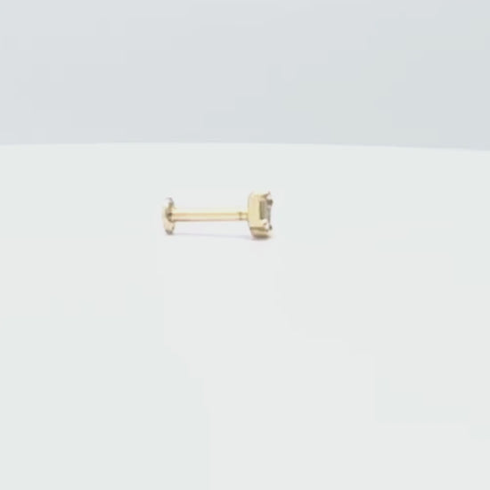 Video of Triple Baguette Earring in 14K Yellow Gold, Flat Back Cartilage Piercing Stud