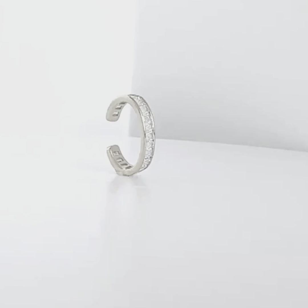 Video of White Gold Baguette Ear Cuff | Non Pierced Cartilage, Conch Earring