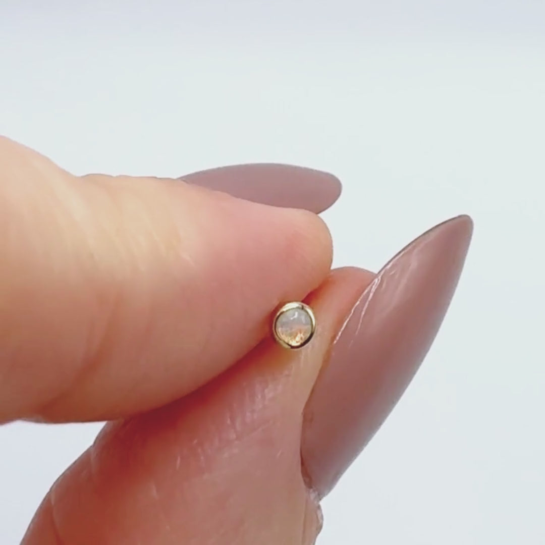 Video of Opal Bezel Helix, Tragus, Conch Earring | 14k Flat Back Stud from Two of Most