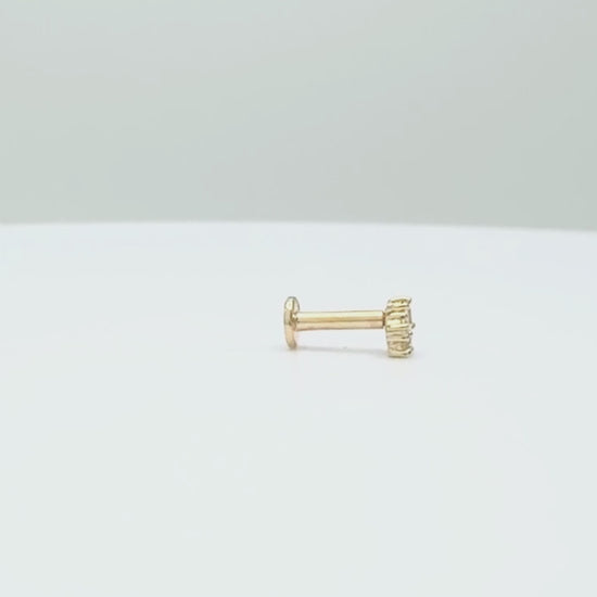 video of 14k gold Flat Back Earrings with princess cut gemstone