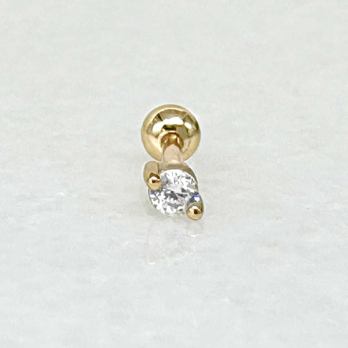 Gemstone Screw Back Earring | Gold Plated Cartilage Ball Back Stud | Barbell Piercing Jewelry