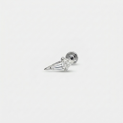 Sterling Silver flat back earrings, spike gemstone studs for helix, tragus, conch, or cartilage