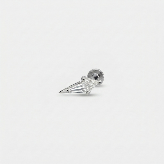 Sterling Silver flat back earrings, spike gemstone studs for helix, tragus, conch, or cartilage