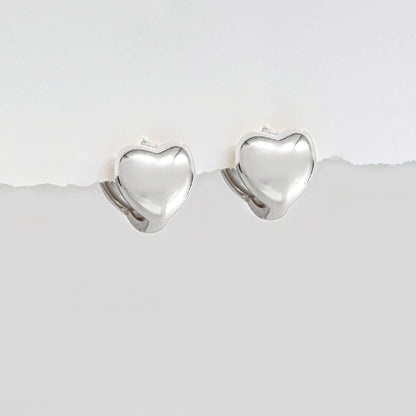 White Gold Heart Hoop Earrings, Small Helix or Lobe Huggies from Two of Most