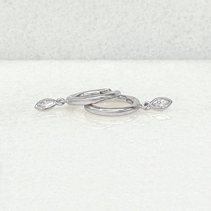 Silver Huggie Earrings with Charm