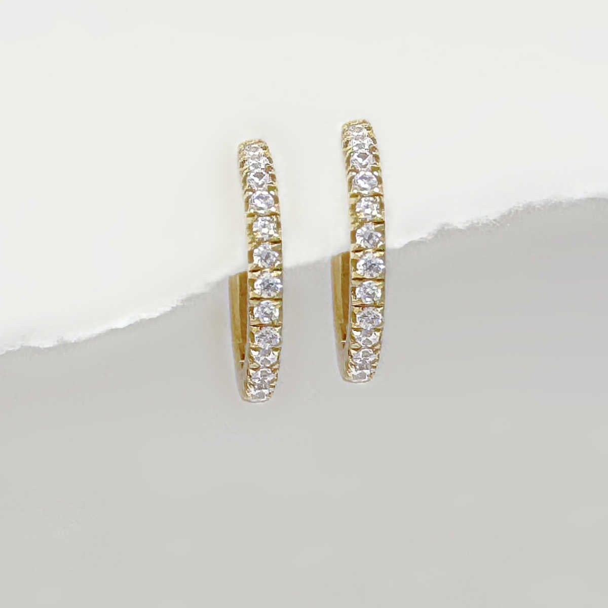 Gold Plated Huggies | Small Cubic Zirconia Hoop Earrings for Helix or Lobe Piercing from Two of Most