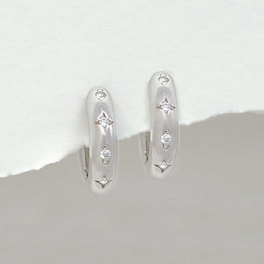 Chunky Sterling Silver Huggies | Small Helix Hoop Earrings from Two of Most