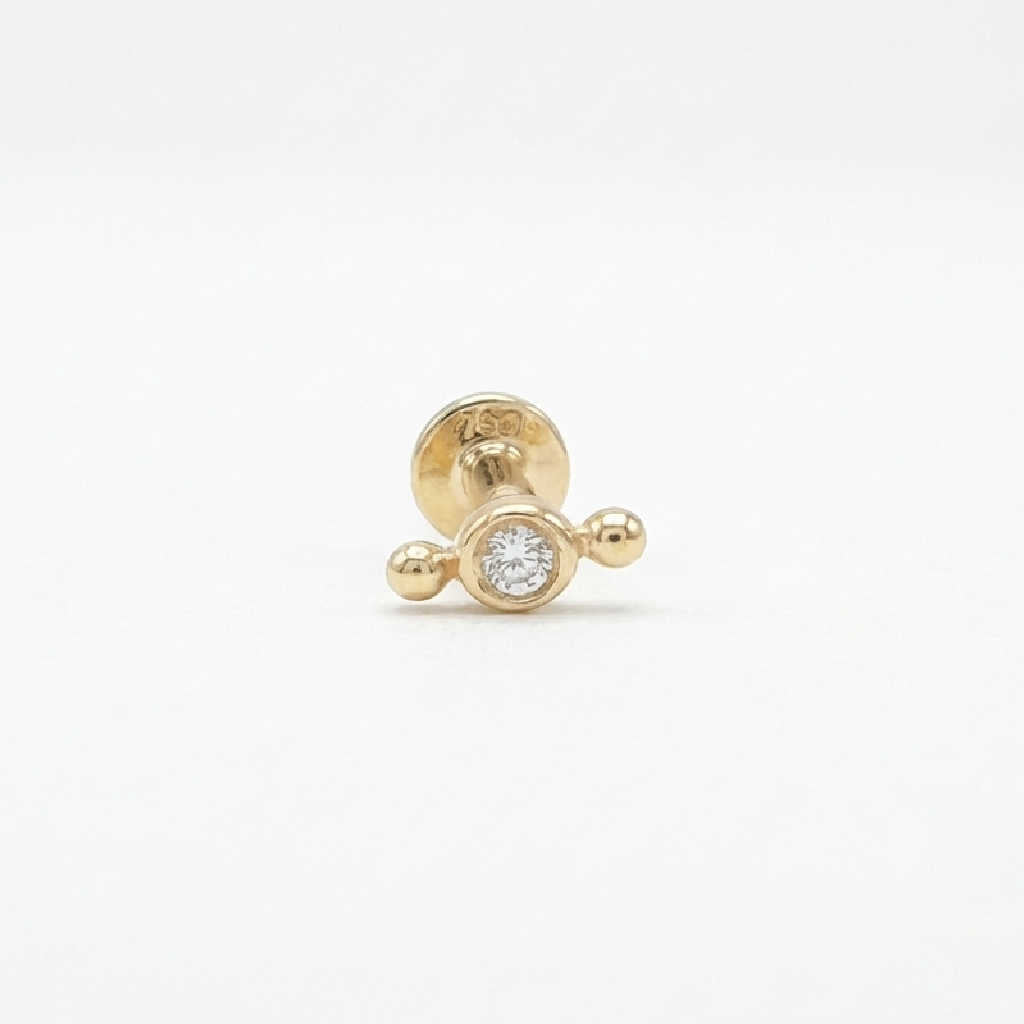 Tiny Diamond Stud, 14k Gold Flat Back Earring, Cartilage Jewelry for Helix, Tragus, Conch or Lobe