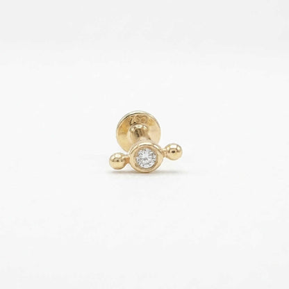 Tiny Diamond Stud, 14k Gold Flat Back Earring, Cartilage Jewelry for Helix, Tragus, Conch or Lobe