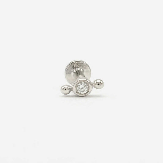 Tiny Diamond Stud, 14k White Gold Flat Back Earring, Cartilage Jewelry for Helix, Tragus, Conch or Lobe