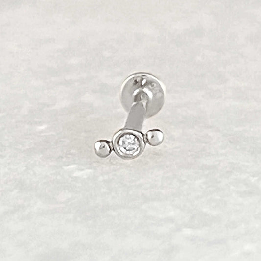 White Gold Diamond Flat Back Earring | 14k Gold Piercing Stud