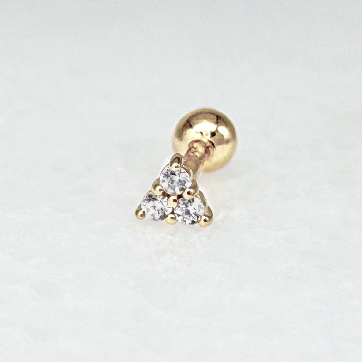 Trinity Screw Back Earring | Gold Ball Back Cartilage Stud | Helix, Conch, Barbell Piercing Jewelry