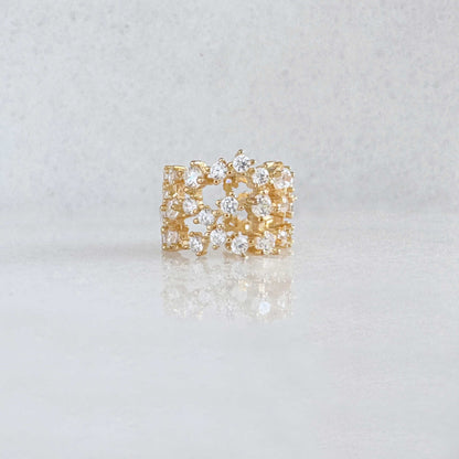Wide Gold and Gemstone Ear Cuff | Non Pierced Cartilage, Conch Earring from Two of Most