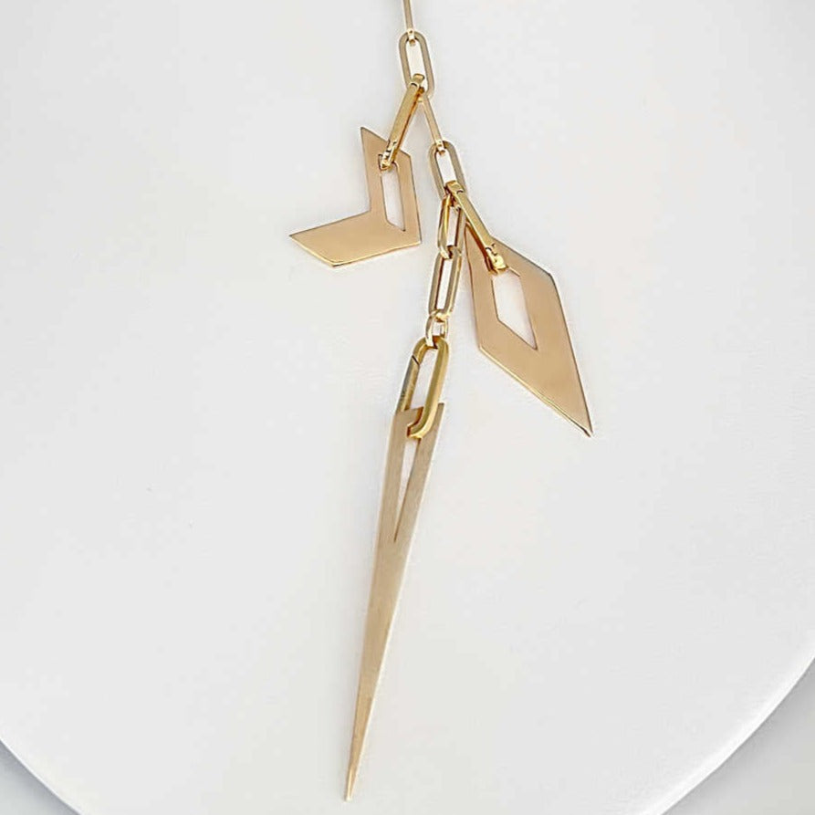 Gold Spike Necklace | 14k Gold Pendant Necklace | Large Gold Pendant | Geometric Pendant Necklace from Two of Most