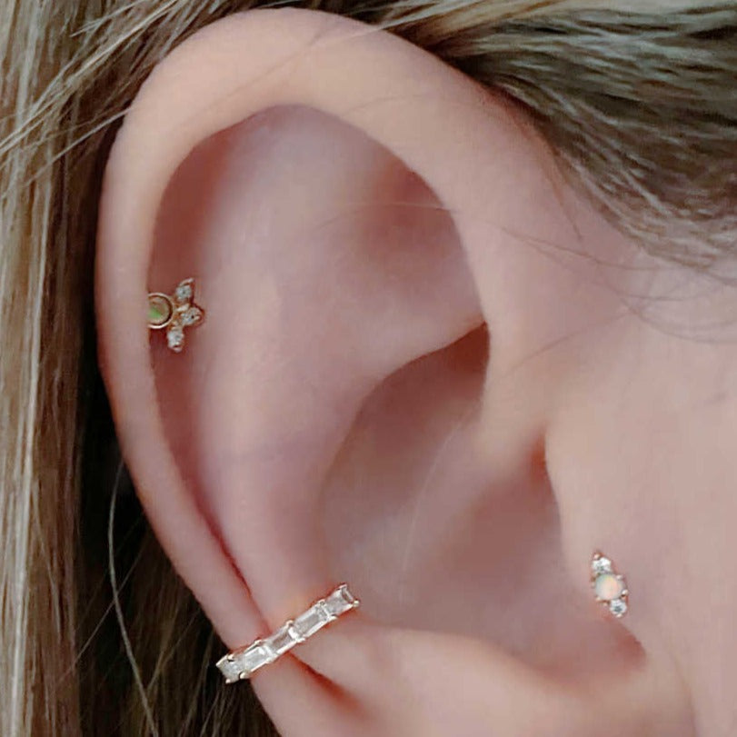 Cartilage Hoop Earring - 20G Gold Filled helix piercing earring - Light  Blue Opal cartilage earring, Gold cartilage hoop - Jolliz