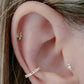 Opal & Topaz Lotus Flower Gold Cartilage Earring | Helix, Tragus, & Conch Studs | 18 Gauge Flat Back Piercing Stud Earrings from Two of Most