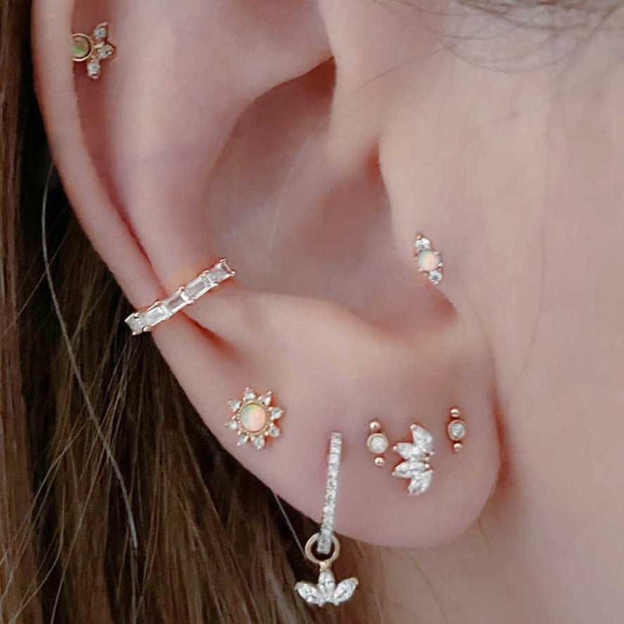 Diamond & Gold Cartilage Earring | Helix, Tragus, & Conch Studs | 18 Gauge Flat Back Piercing Stud Earrings from Two of Most