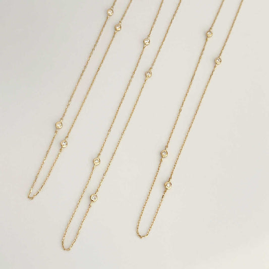 Diamond Station Necklace | Diamonds by the Yard Style Dainty Gold Necklace | 14k Gold Layered Necklaces from Two of Most
