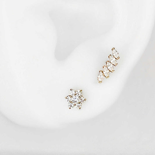 Marquise Gemstone Climber Earrings | 14k Gold Ear Crawlers | Two of Most
