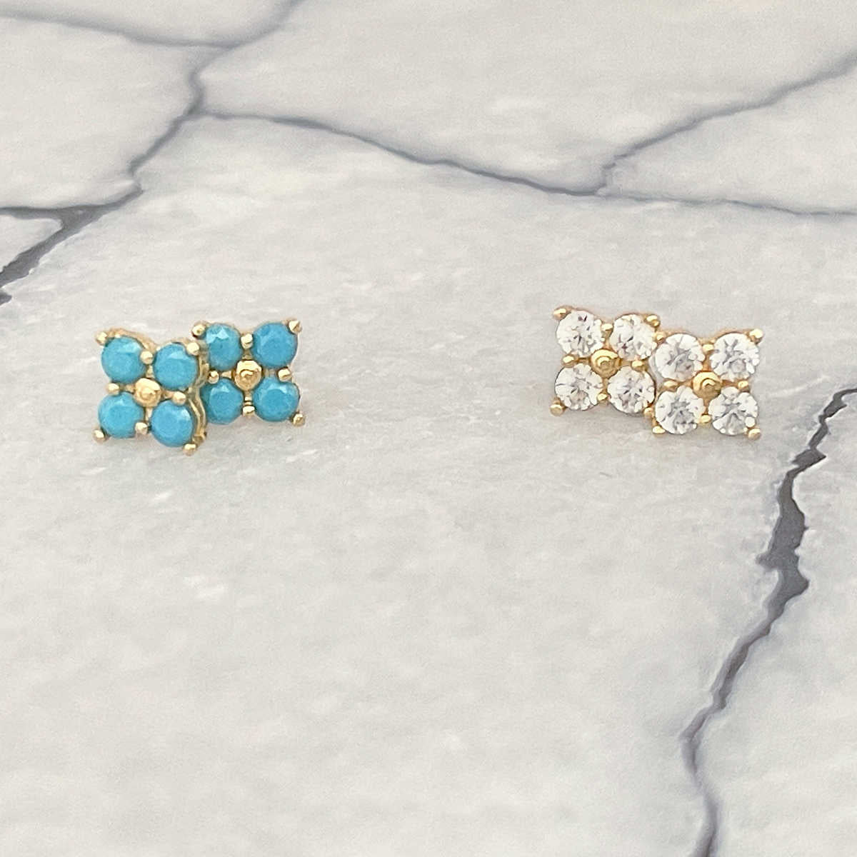 Gemstone Clover Earrings | 14K Gold Studs from Two of Most