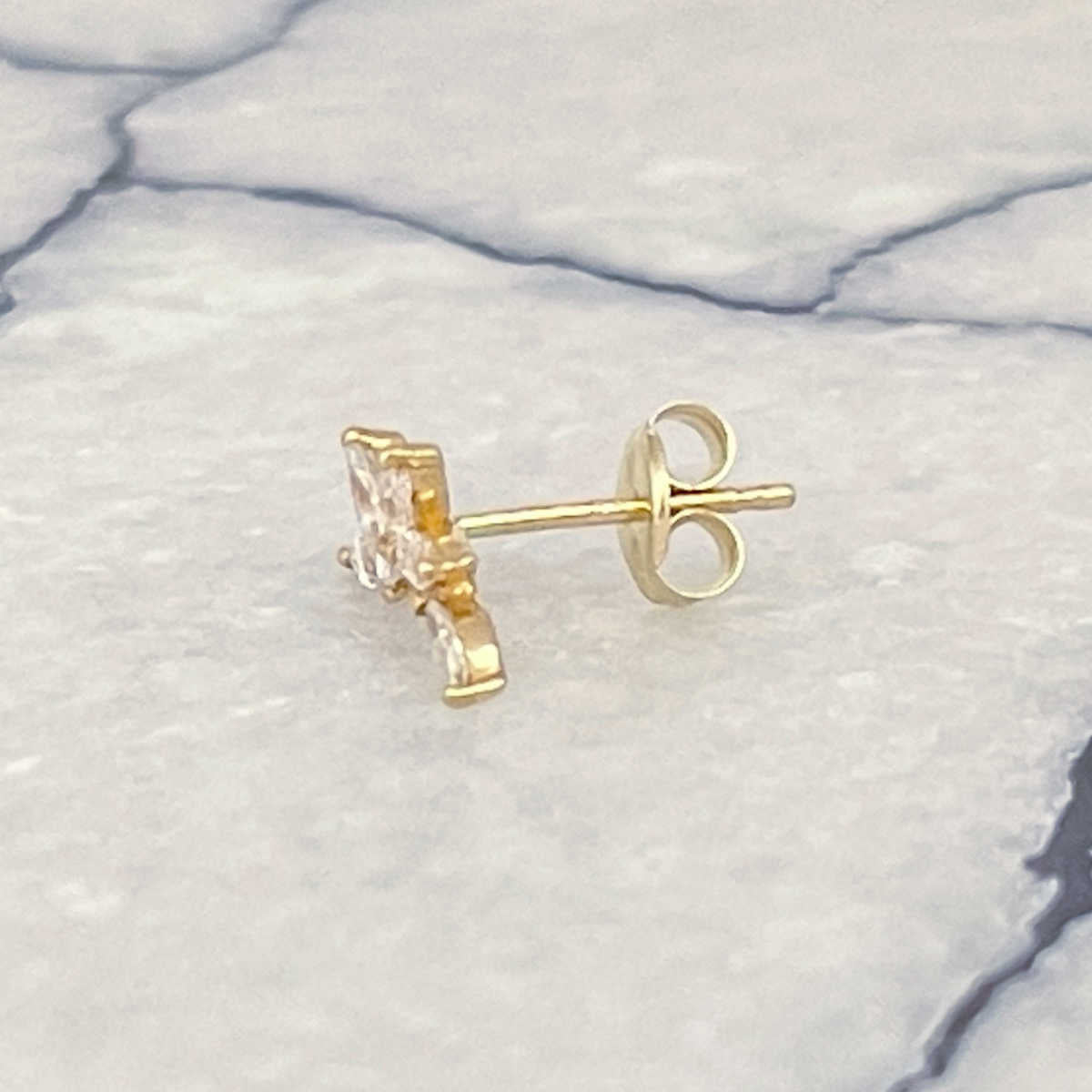 Marquise Gemstone Curve Gold Ear Climber Studs