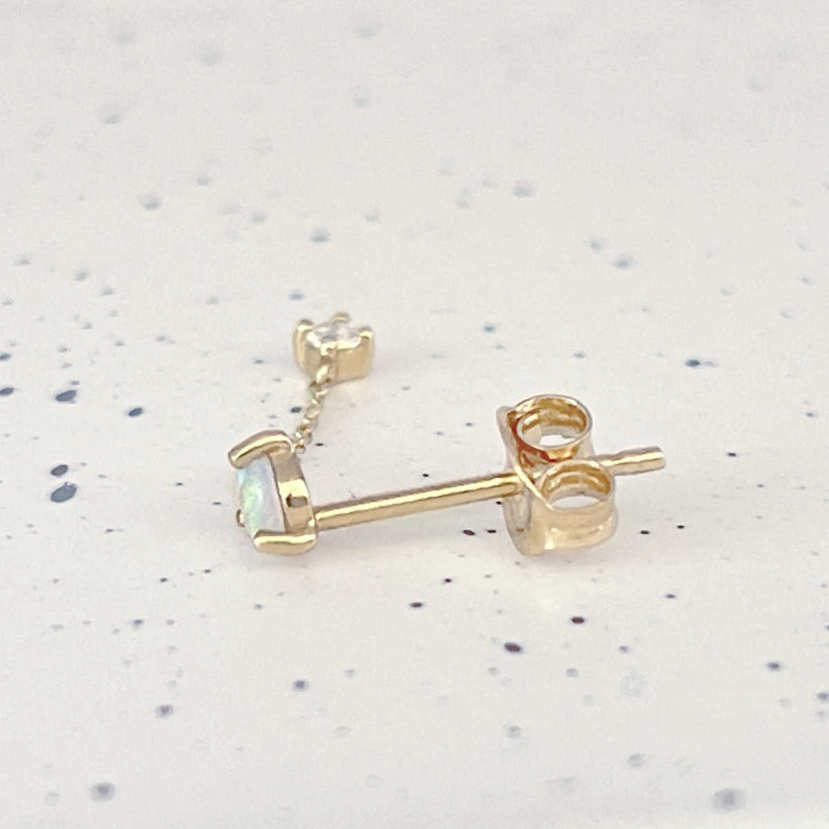Opal Dangle Earrings | 14k Gold Chain Studs | Two of Most Fine Jewelry