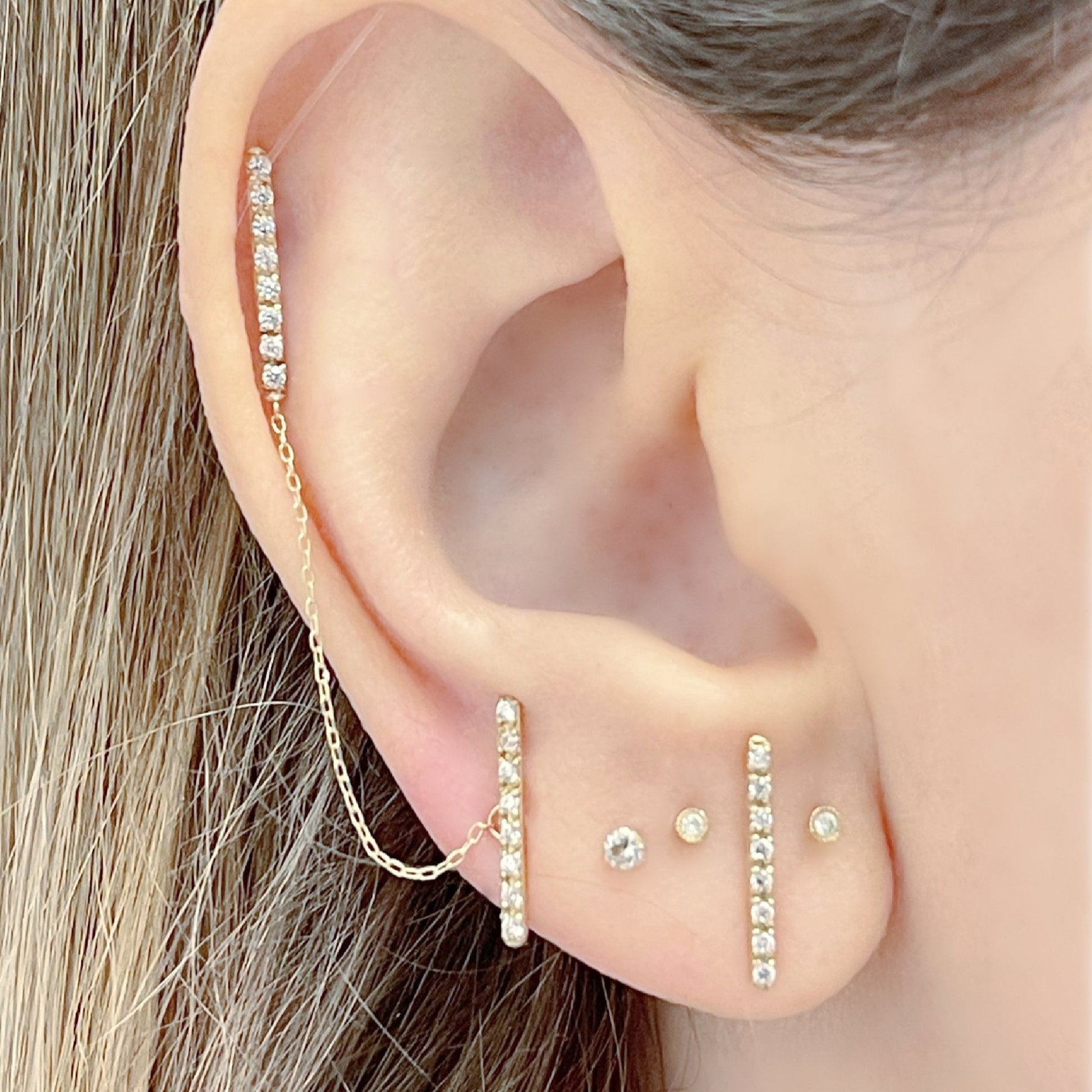 Chain Earring 14k Gold Ear Cuff Chain Helix Chain Earring 