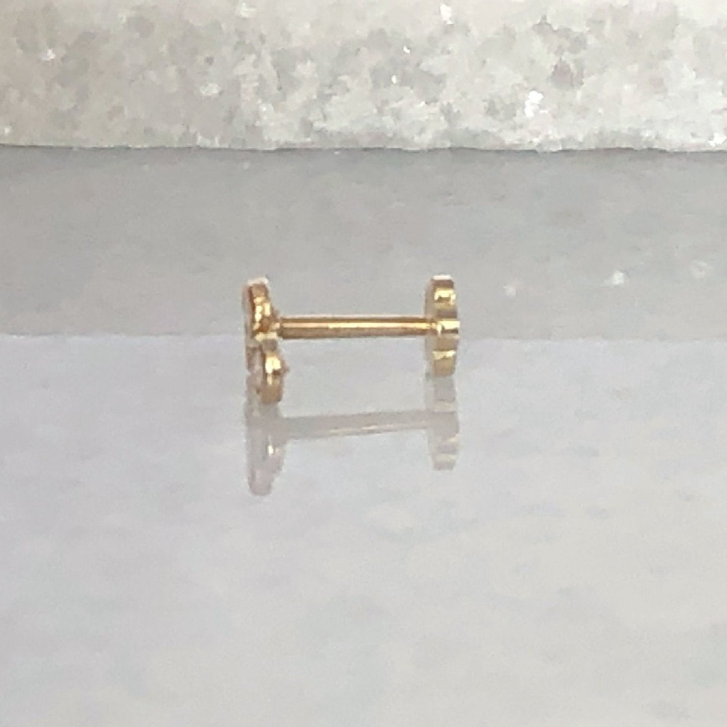 Four Stone Stud Earring | Piercing Earrings | Solid Gold Hypoallergenic Jewelry | Helix, Tragus, Cartilage | Two of Most Fine Jewelry