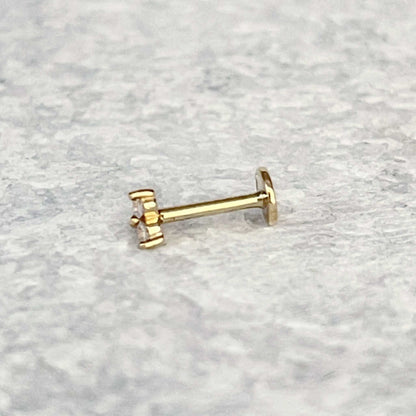 Gemstone Trinity Flat Back Gold Cartilage Earring