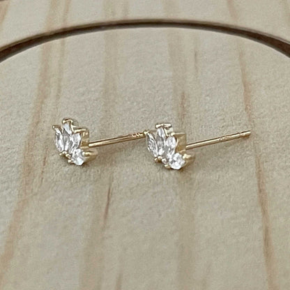 Marquise Gemstone Lotus Earrings | 14K Gold Studs from Two of Most