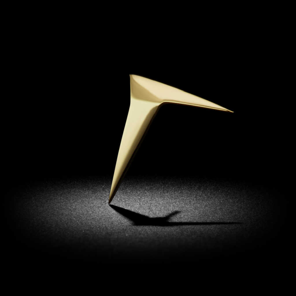Angled Wing gold stud earring | push back | 14k yellow gold | Two of Most