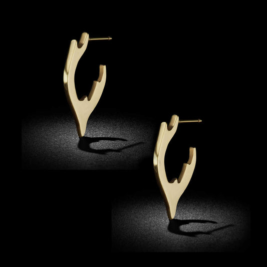 Antler small gold hoop earrings | push back | 14k yellow gold | Two of Most