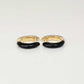 Black Enamel & Diamond Diamond Huggie Hoop Earrings | 14k Gold Cartilage Hoop Earrings | Two of Most