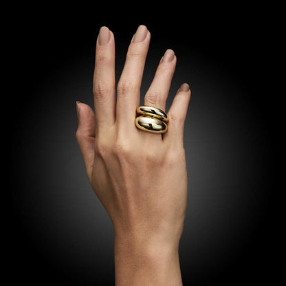 Narrow Bombe Gold Stacking Ring - Two of Most