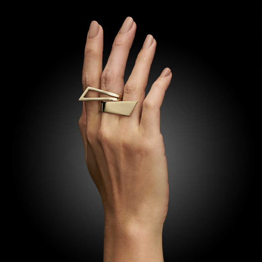 Crossover Stacking Statement Ring Band Set | 14k yellow gold | Two of Most