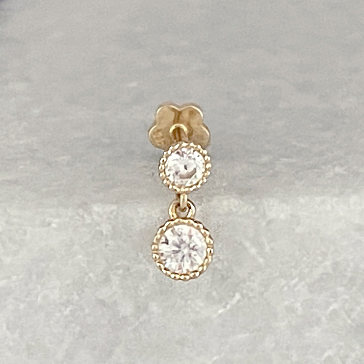 Gemstone Dangle Helix Earring | 14k Gold Flat Back Piercing Stud