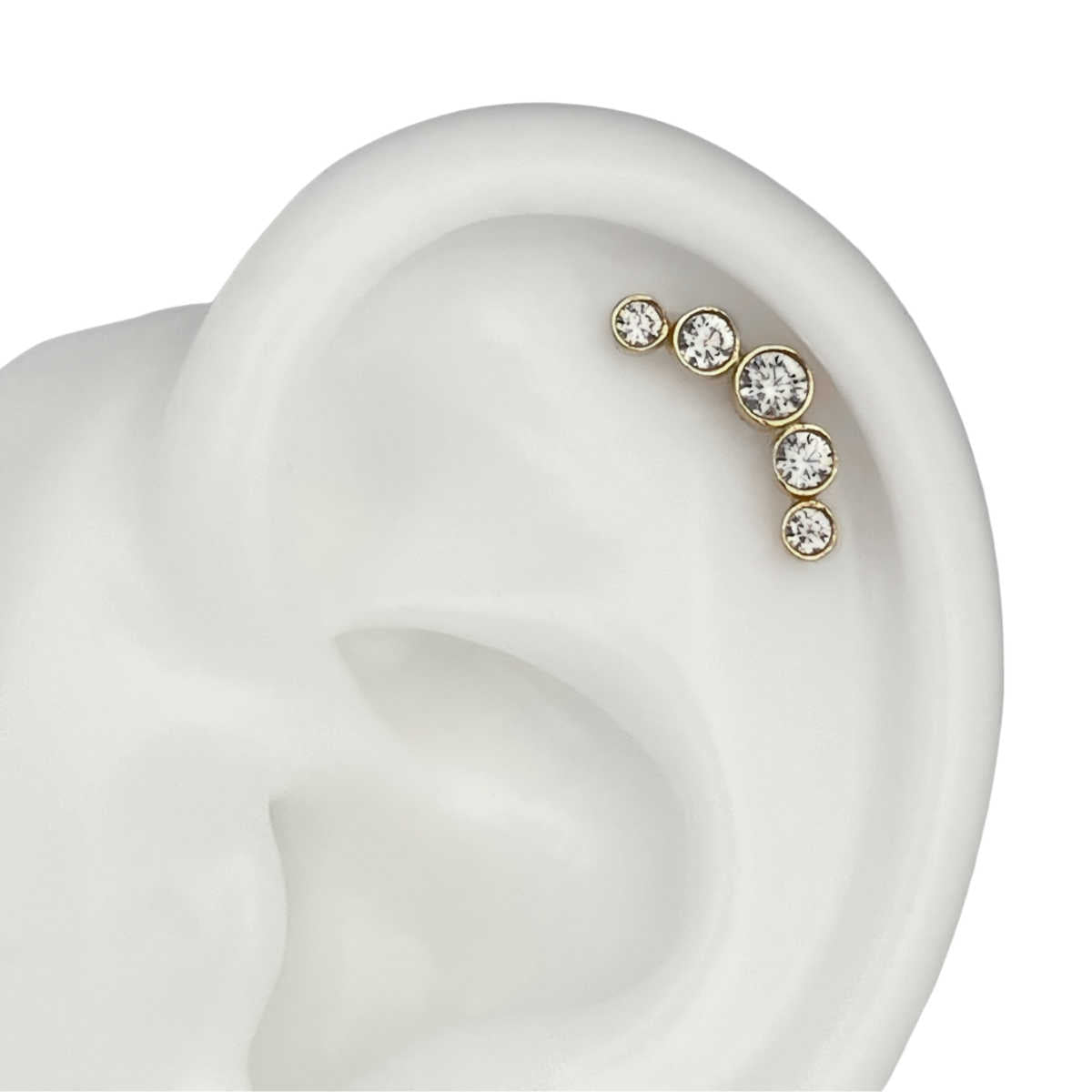 CURVED WHITE OPAL CARTILAGE Flat Back PIERCING EARRING (18G)