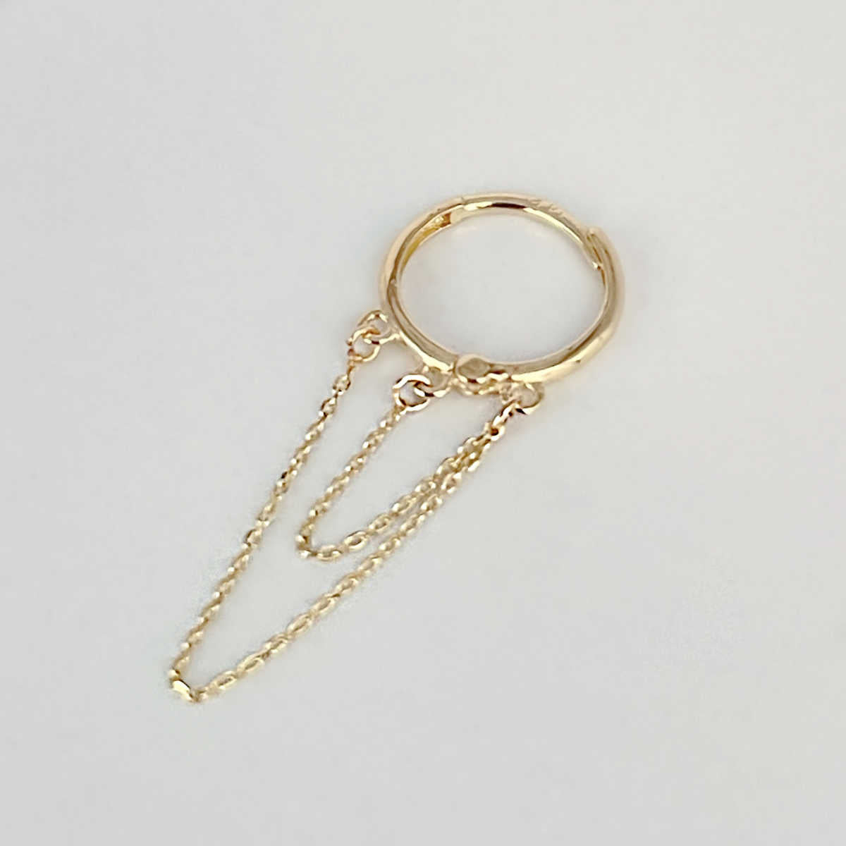 Chain Huggies | Gold Huggie Earrings with Double Chain | Gold Cartilage Hoop | Cartilage Piercing Helix Hoop Earrings from Two of Mo