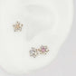 Pink Gemstone Flower Screw Back Stud Earrings | 14k Gold | Dainty Floral Earrings from Two of Most