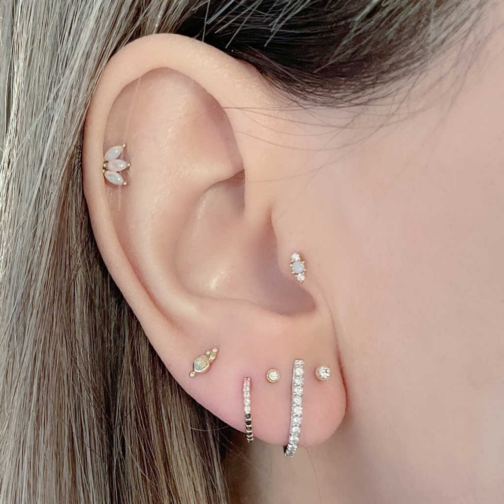 Opal Lotus Studs | 14k Gold & Gemstone Earrings | Two of Most