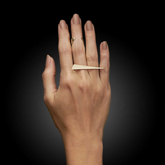 Large Spike Double Finger Statement Ring | 14k yellow gold | Two of Most