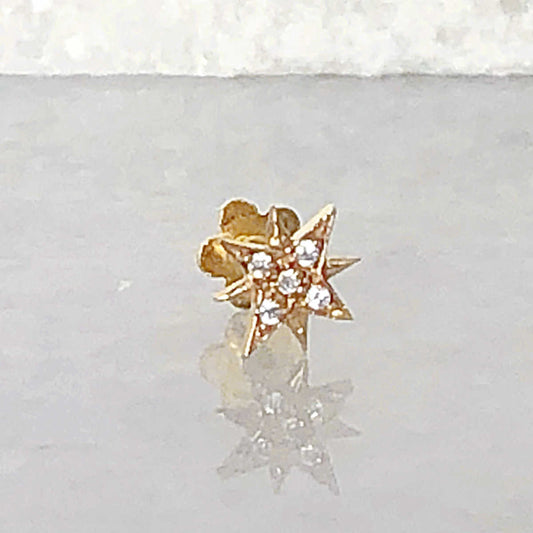 North Star Gold Cartilage Earring | Helix, Tragus, & Conch Studs | 18 Gauge Flat Back Piercing Stud Earrings