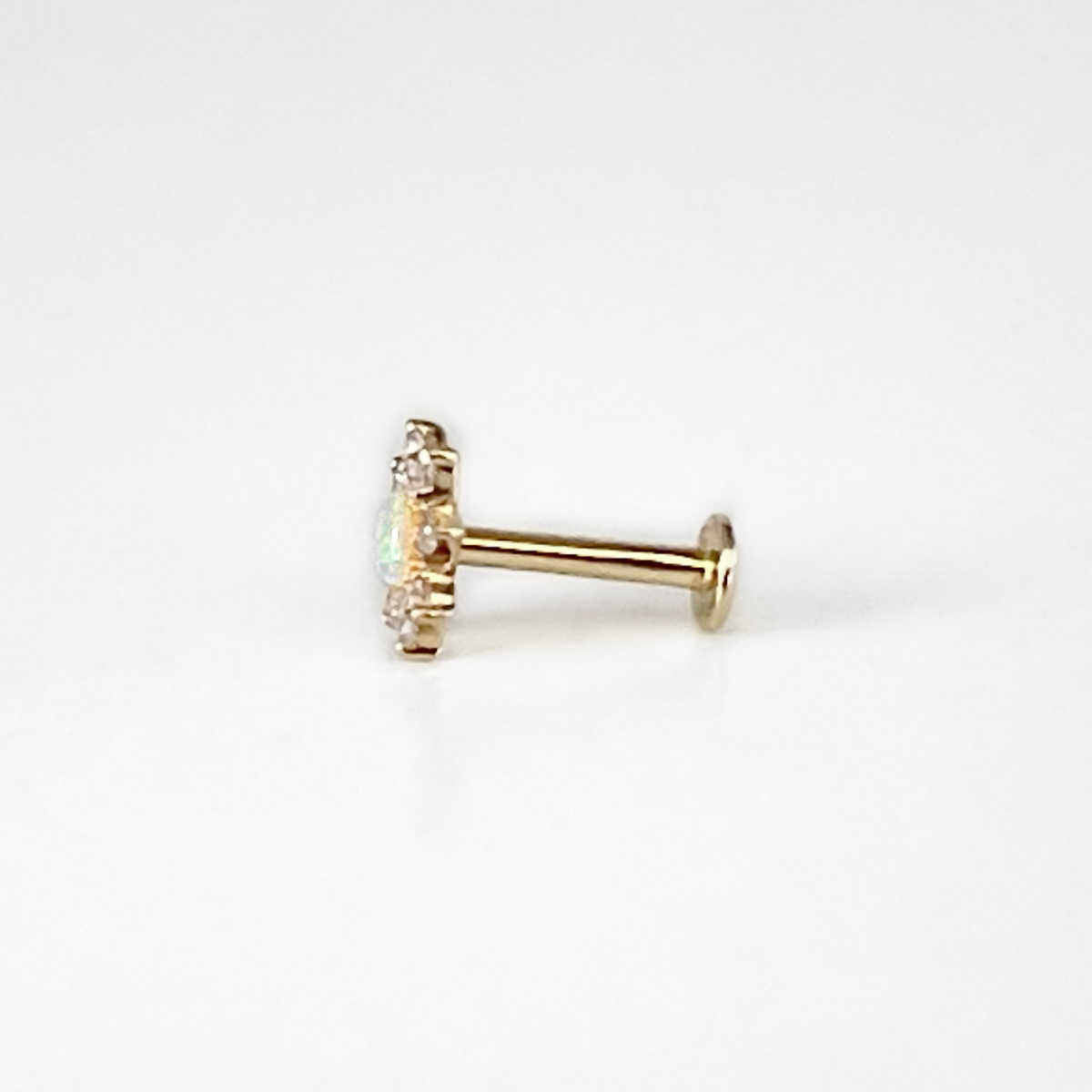 Opal Starburst Gold Cartilage Earring | Helix, Tragus, & Conch Studs | 18 Gauge Flat Back Piercing Stud Earrings