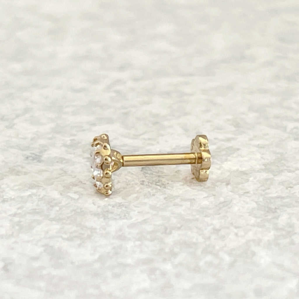 Pear Bezel Stud Gold Cartilage Earring | Helix, Tragus, & Conch Studs | 18 Gauge Flat Back Piercing Stud Earrings from Two of Most