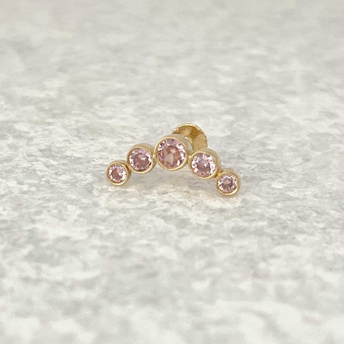 Pink Gemstone Cartilage Climber Earring | 14k Gold Flat Back Helix Studs from Two of Most