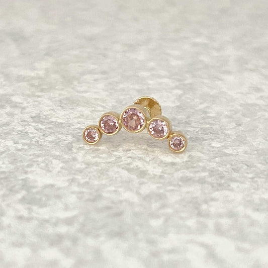 Pink Gemstone Cartilage Climber Earring | 14k Gold Flat Back Helix Studs from Two of Most