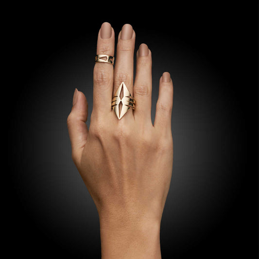 Shield Knuckle Midi Ring Set | 14k yellow gold | Two of Most